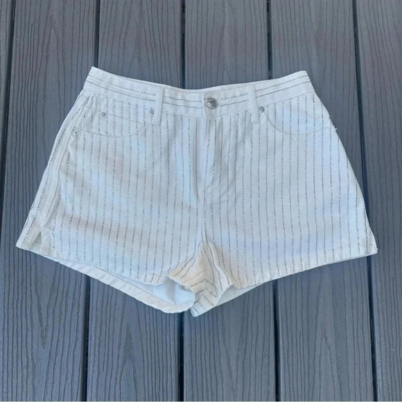 Alexander Wang Bite Short With Crystal Stripe in Vintage White Medium Rhinestone - Picture 3 of 9
